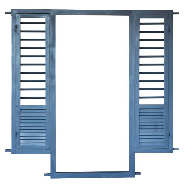 Tera Engineers+Main Door Frame Attached To Single Panel French Window With Louvers On Both Sides